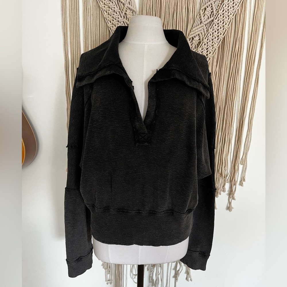 Free People Charcoal Knit Sweater